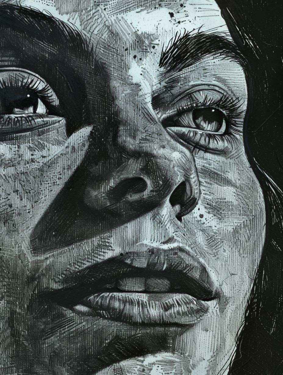 Gritty Monochrome Ink Portrait