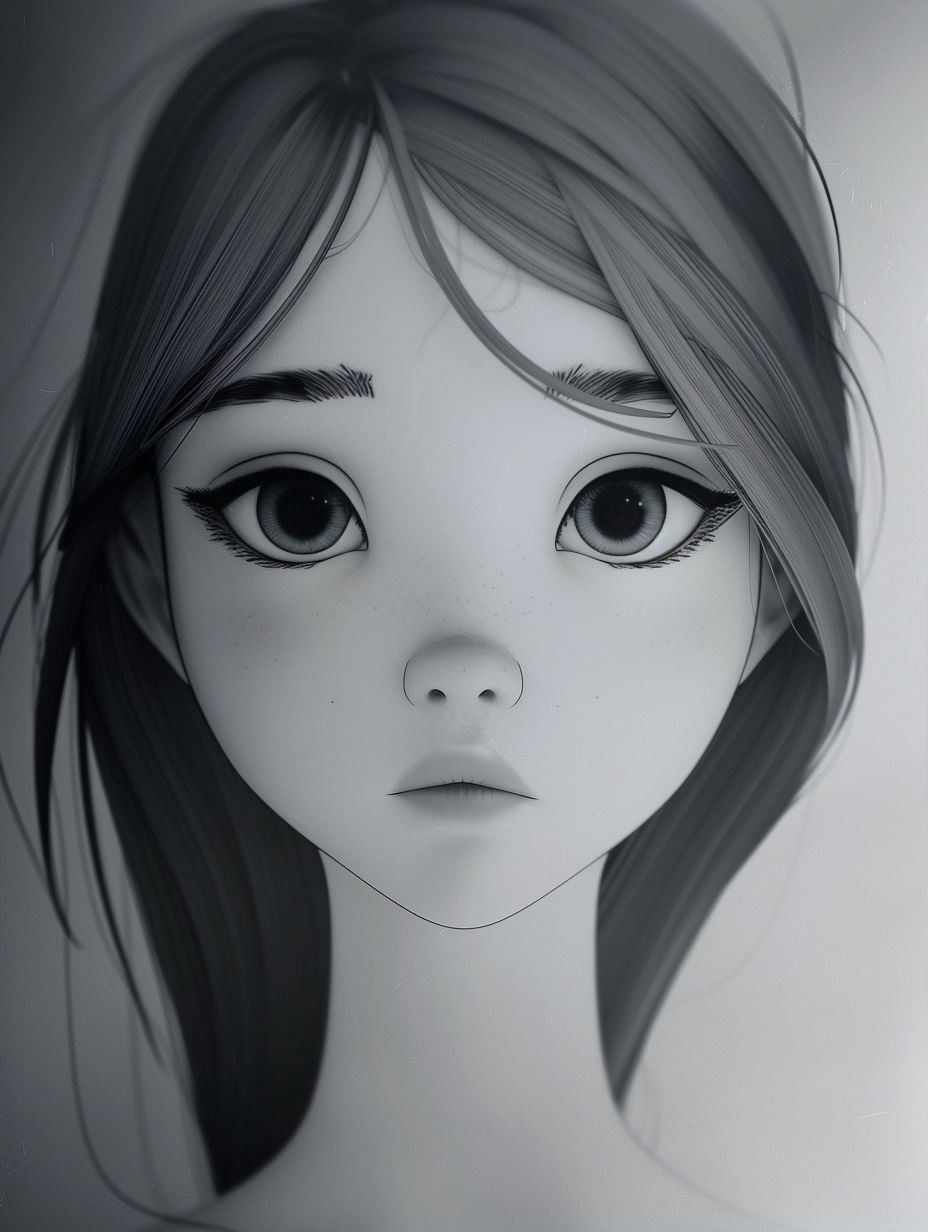 Melancholy Monochrome Digital Portrait