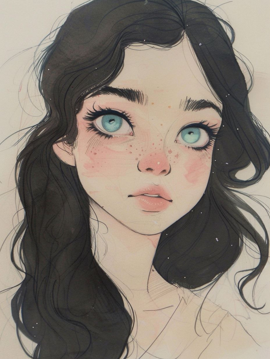 Ethereal Gaze in Ink Wash