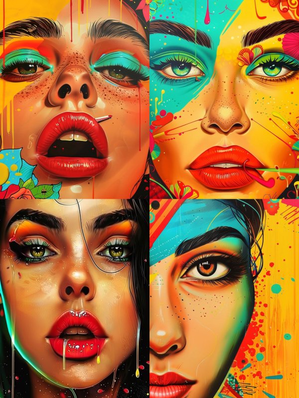 Neon Pop Surrealist Portrait