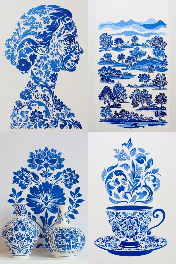 Azure Floral Silhouette
