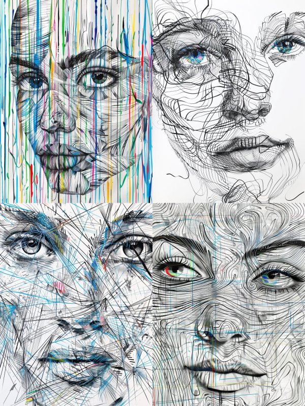 Fragmented Soul Scribble Portraits