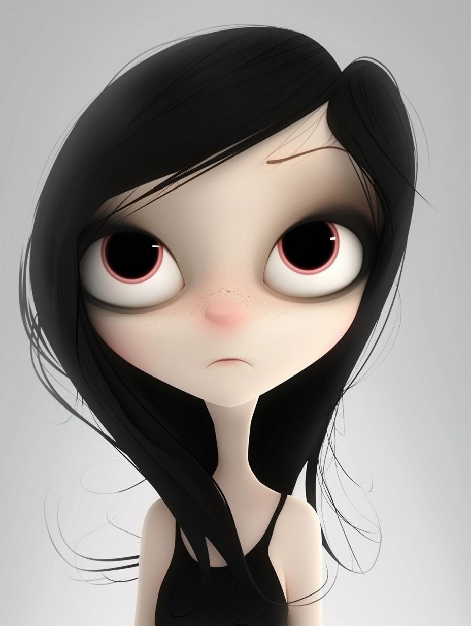 Melancholy Gaze Stylized Portrait