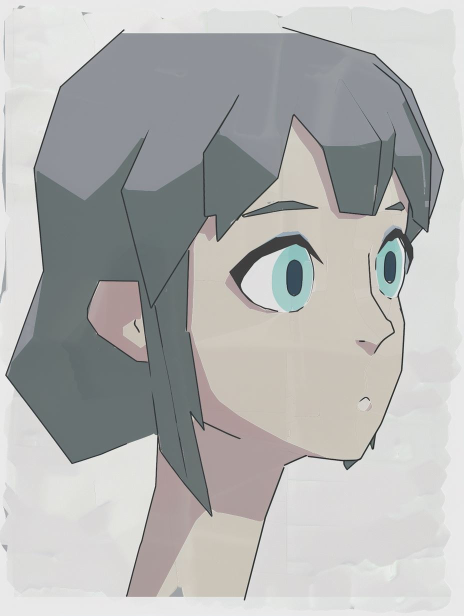 Minimalist Geometric Anime Portrait