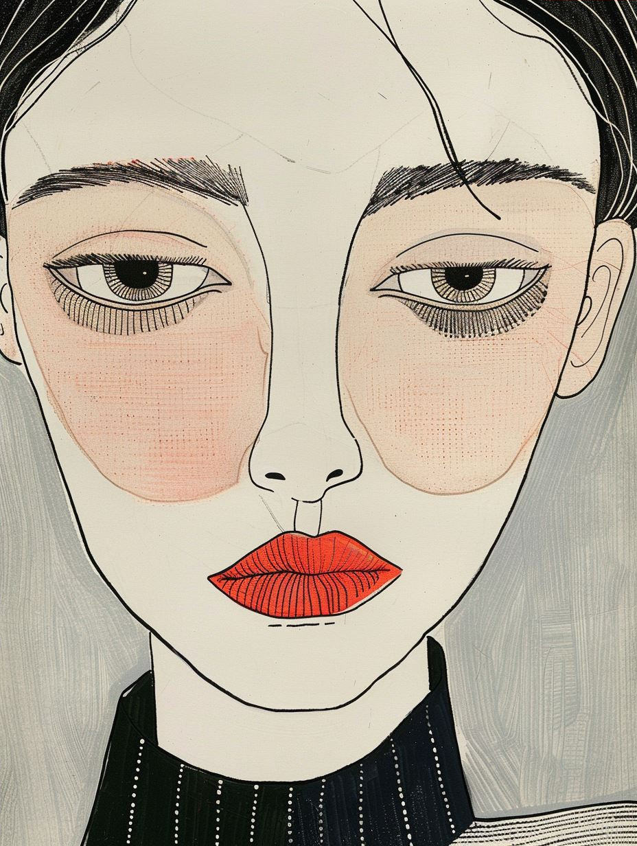 Minimalist Ink Portrait with Freckles