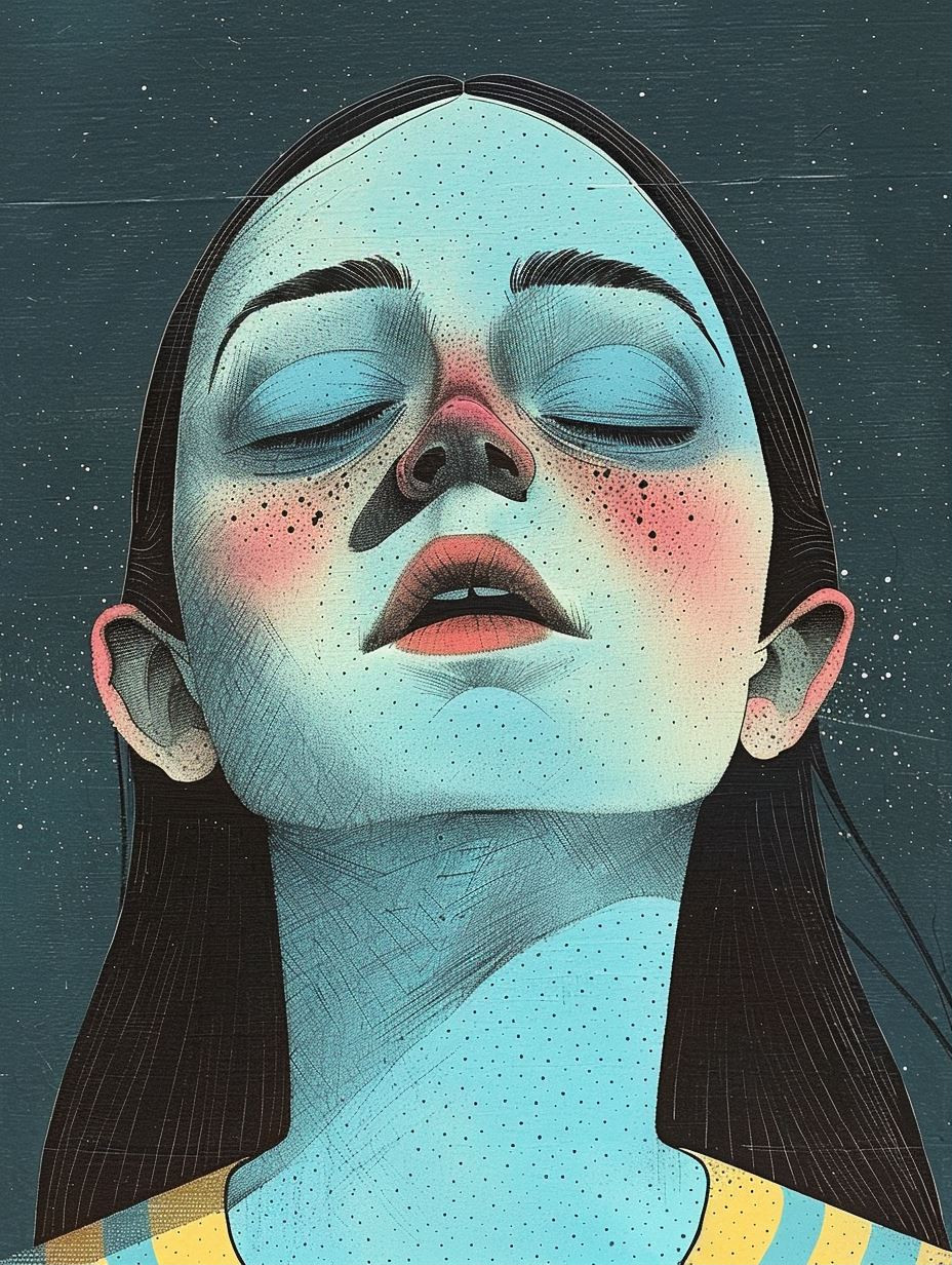 Ethereal Blue Stipple Portrait