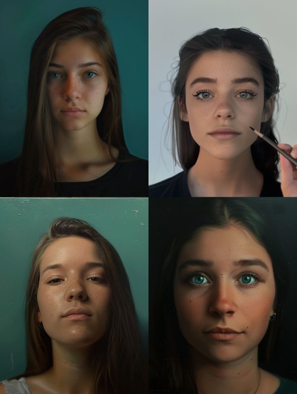 Serene Gaze in Teal Shadows