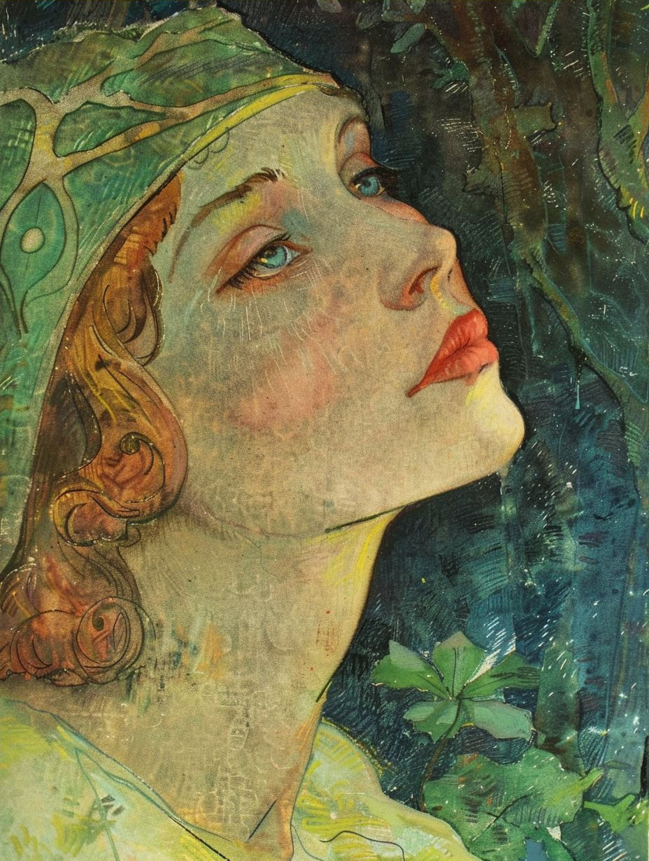 Ethereal Gaze in Oil Texture