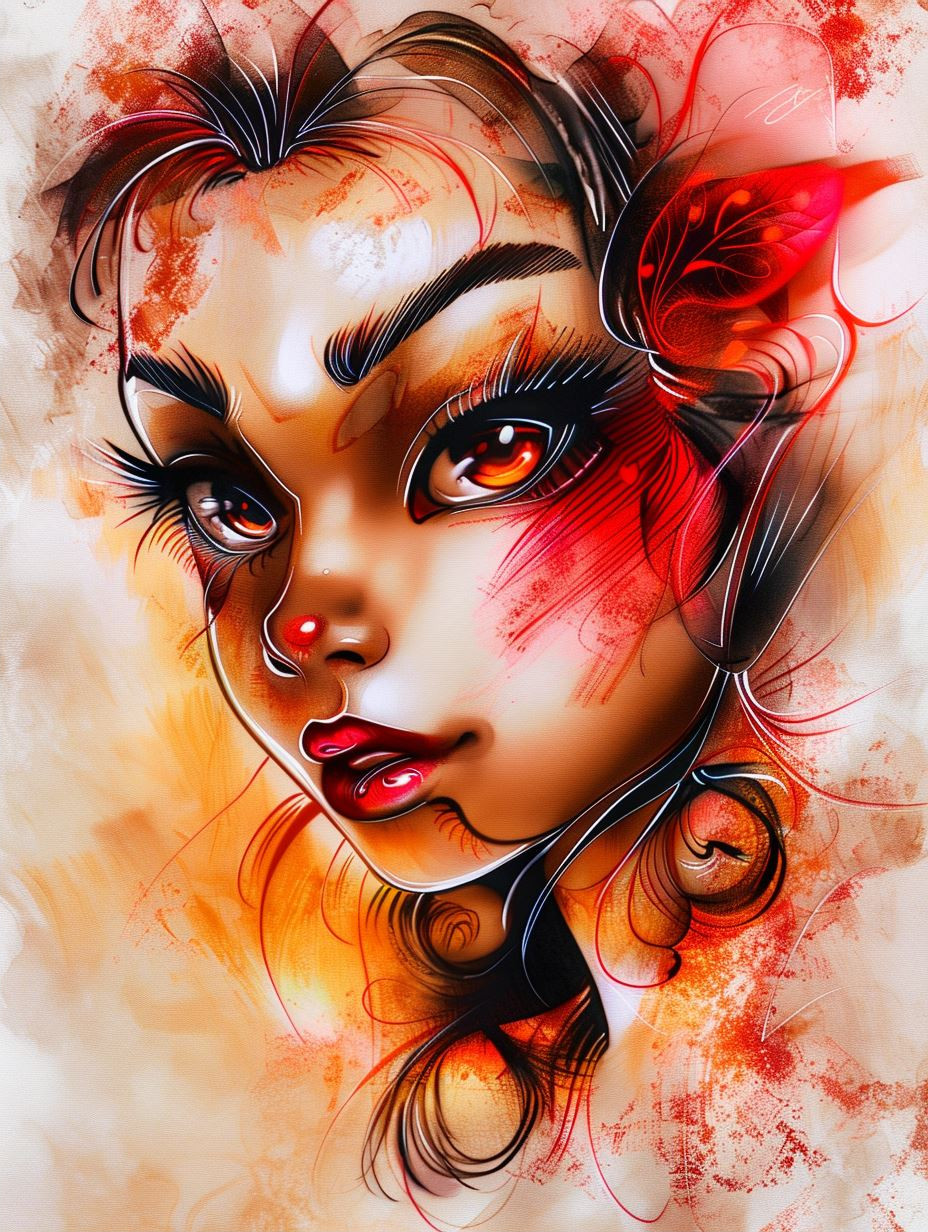 Ethereal Crimson Flame Portrait - Image 2