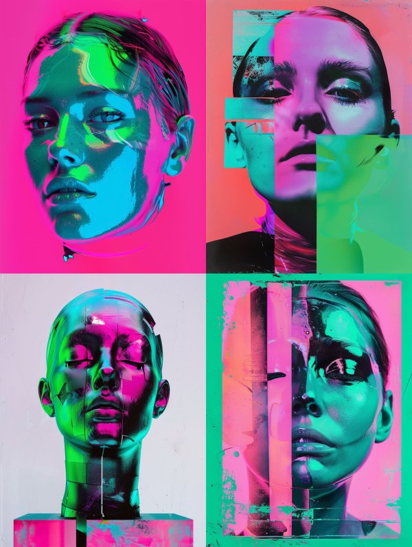 Neon Liquid Chrome Portrait