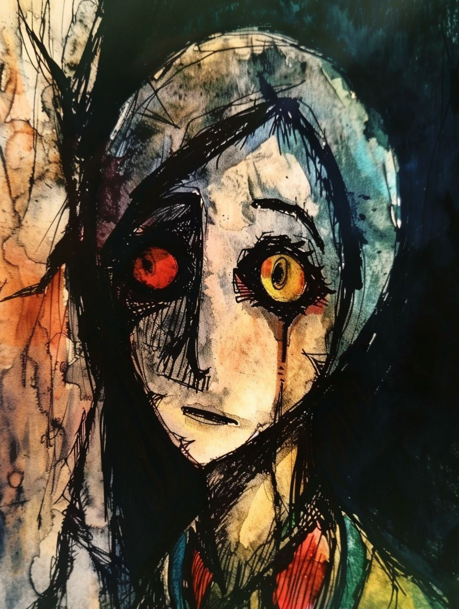 Haunting Gaze of Ink Shadows