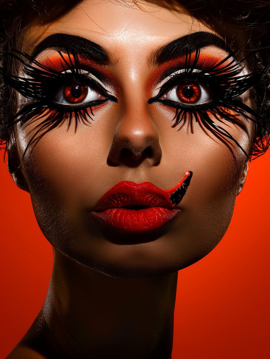 Crimson Accents in Monochrome Portrait