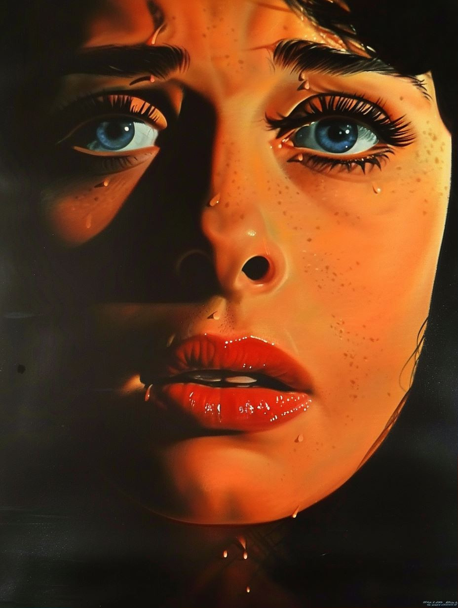 Crimson Lips in Golden Shadow - Image 1