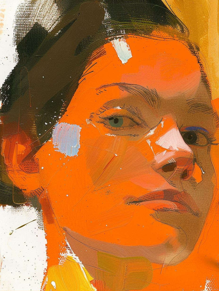 Abstract Fragmented Portrait in Orange