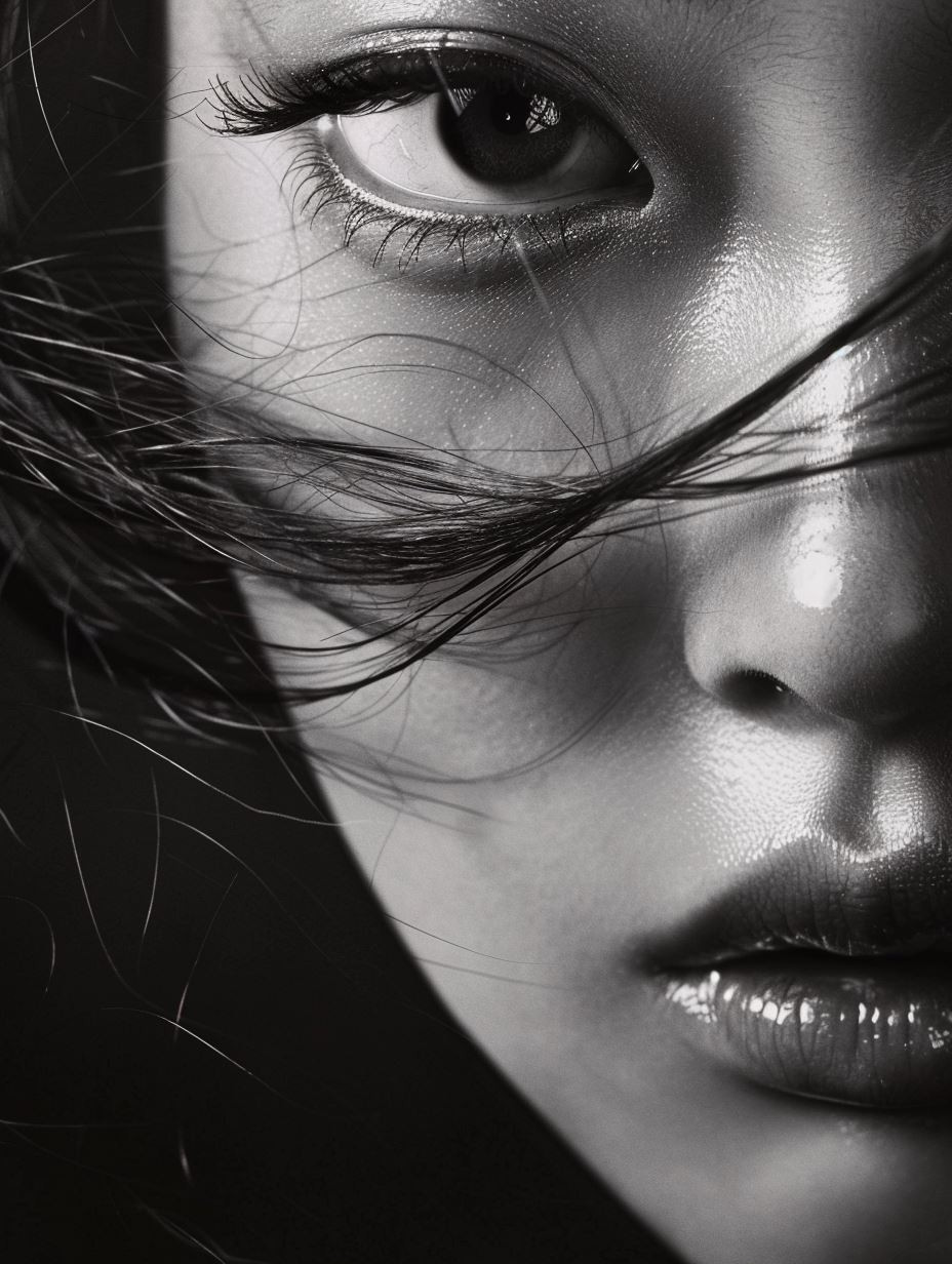 Crimson Lips in Noir Shadow