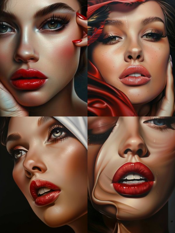 Crimson Elegance Hyper-Realistic Portrait