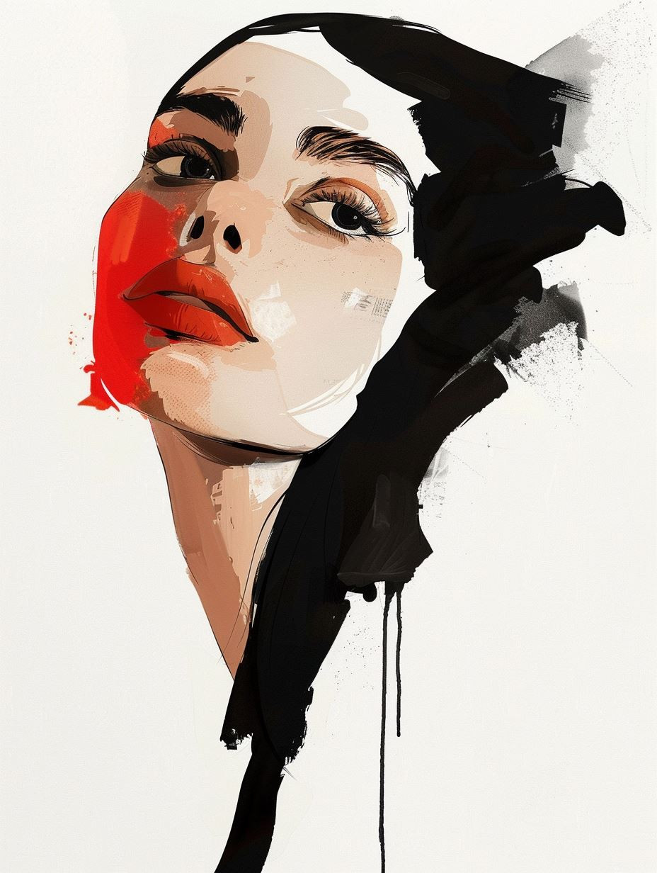 Crimson Drip Digital Portrait
