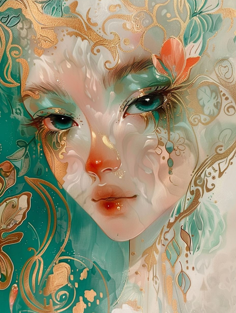 Ethereal Flora Gilded Portrait - Image 3