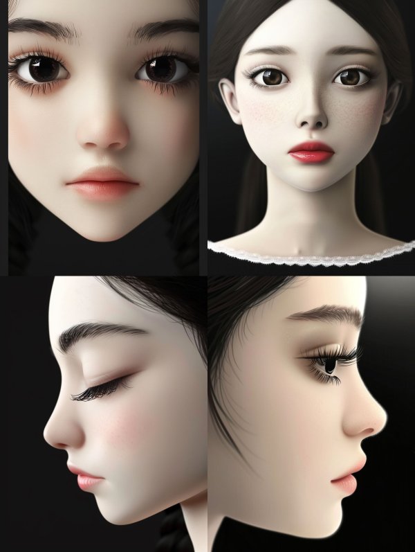 Hyper-Realistic Porcelain Doll Portrait