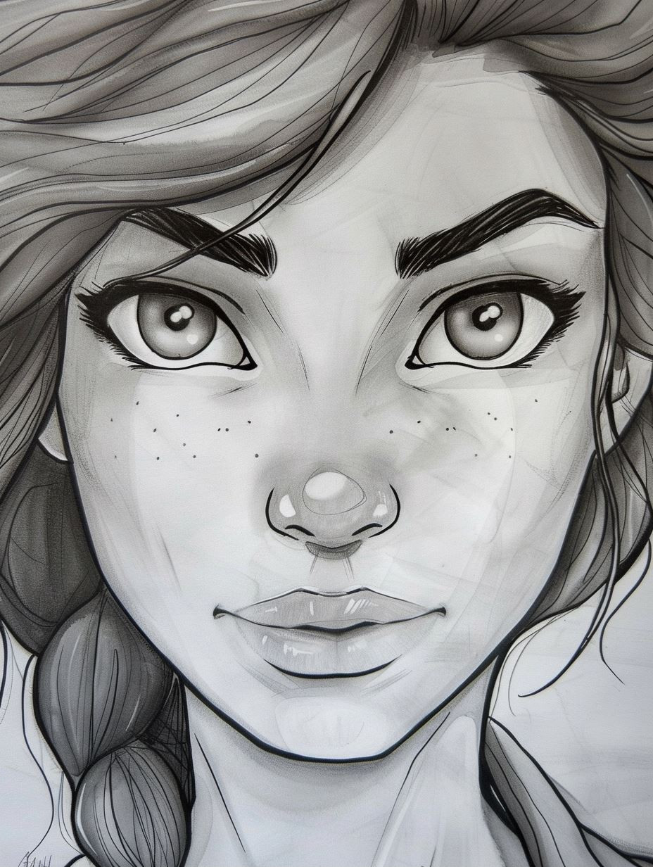Monochrome Gaze Digital Sketch