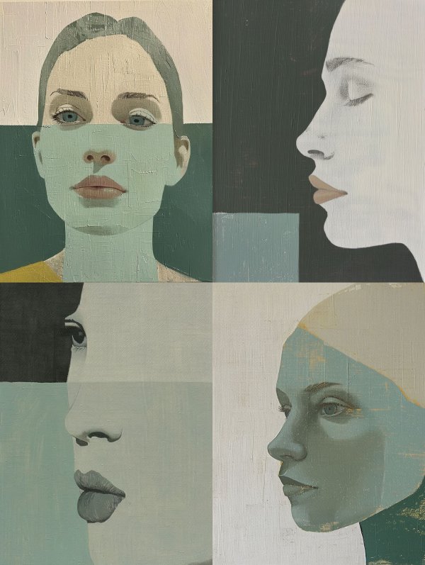 Fragmented Gaze in Muted Tones