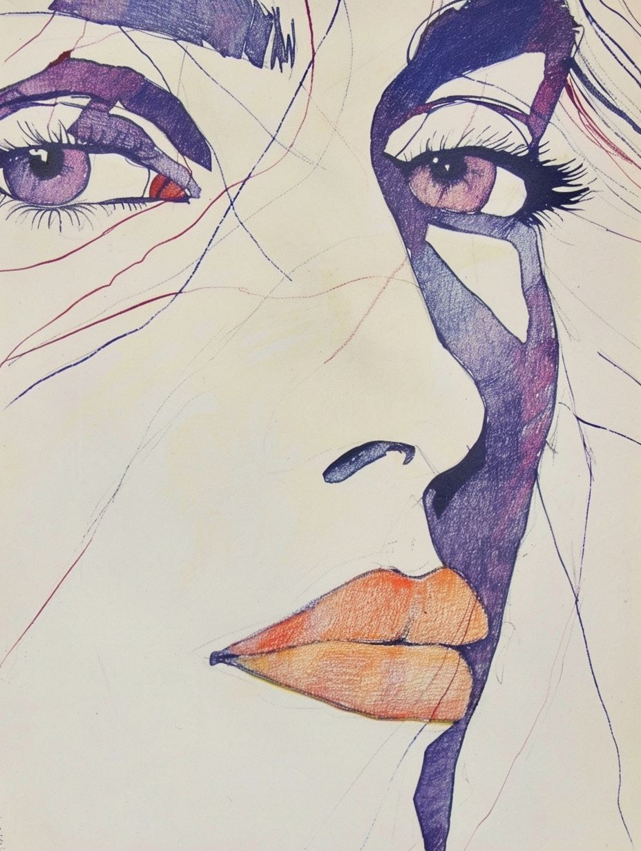 Abstract Violet Portrait Sketch