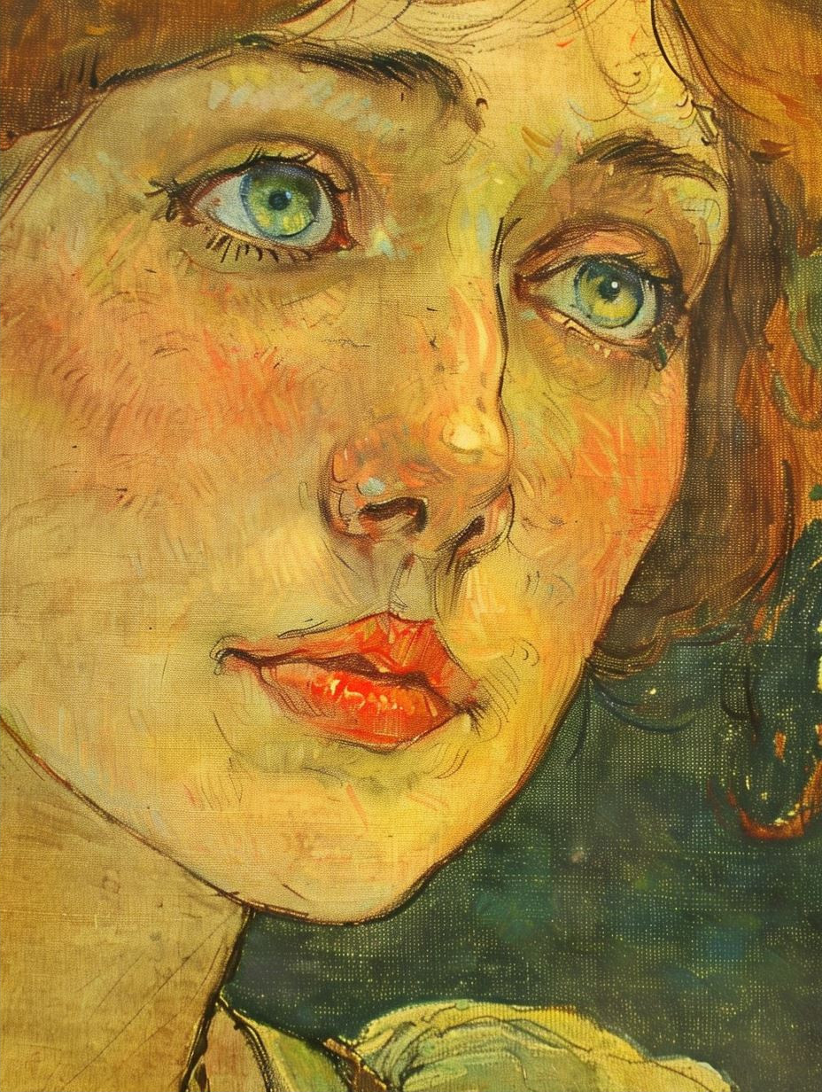 Ethereal Gaze in Oil Texture