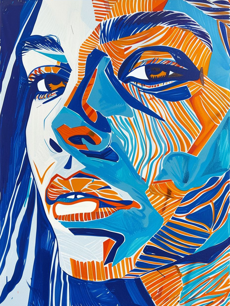 Electric Azure and Amber Portrait