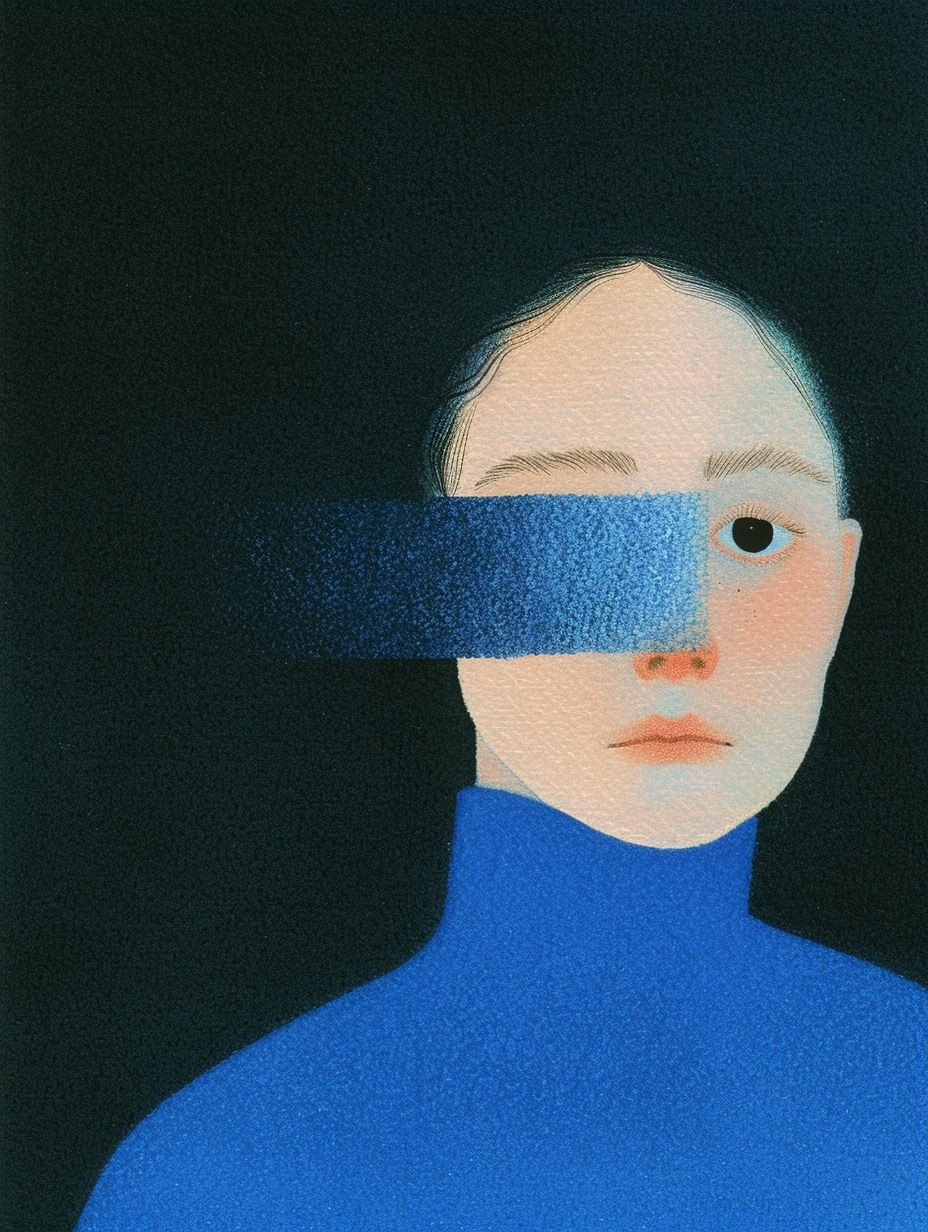 Ethereal Blue Grain Portrait