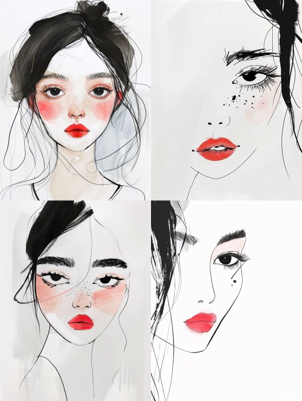 Ethereal Ink and Watercolor Portrait
