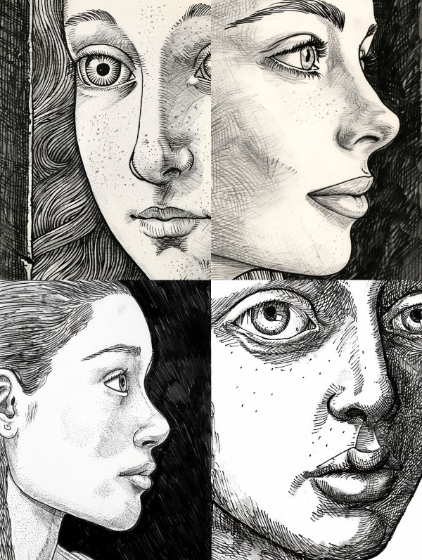 Intricate Ink Portrait Study