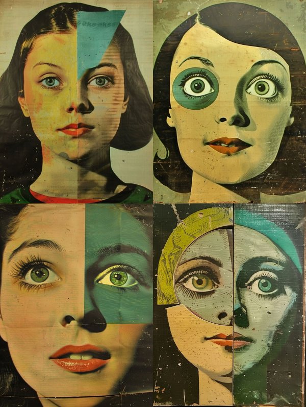 Fragmented Vintage Collage Portrait