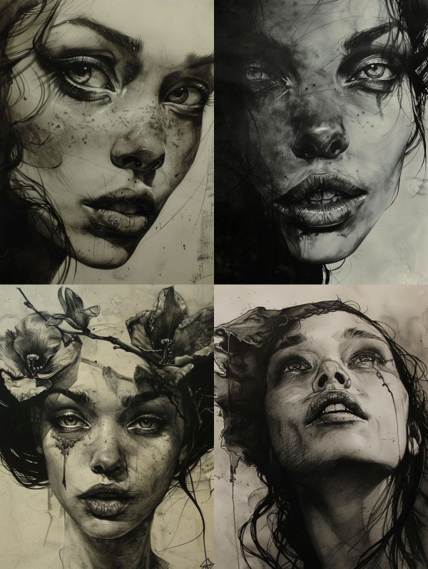Haunting Charcoal Portrait Study
