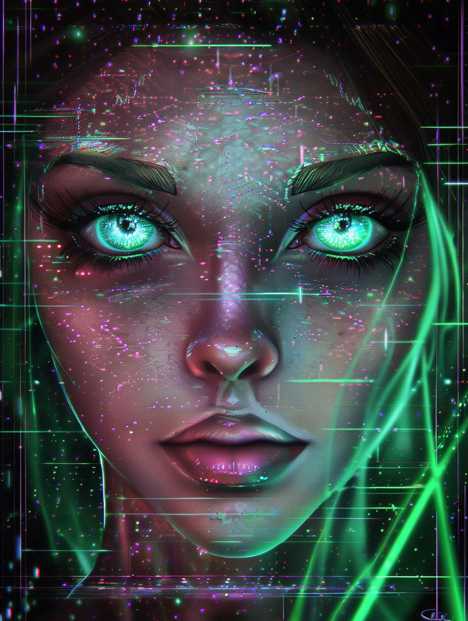 Neon Cybernetic Dream Portrait