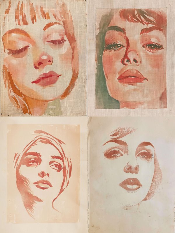 Ethereal Peach Canvas Portrait