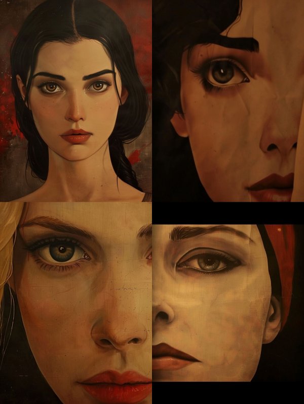 Melancholic Gaze in Crimson Shadows