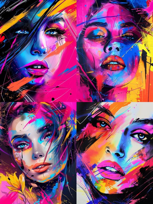 Neon Prism Portrait Explosion