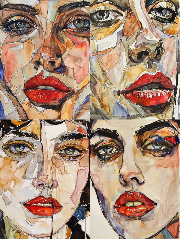 Fragmented Watercolor Muse