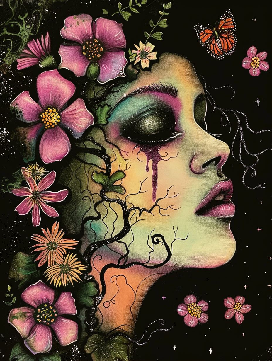 Floral Melancholy in Cosmic Night