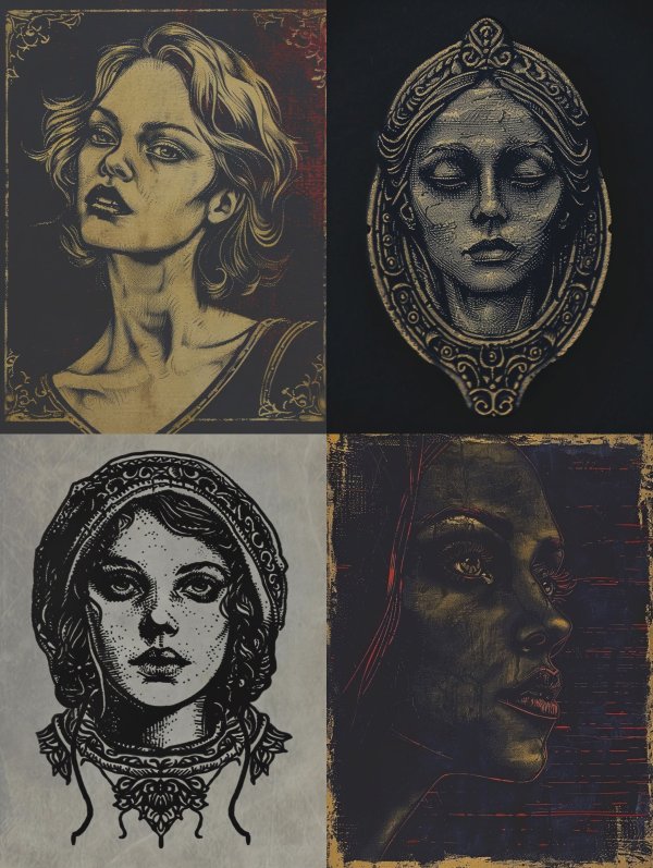 Vintage Etched Noir Portrait