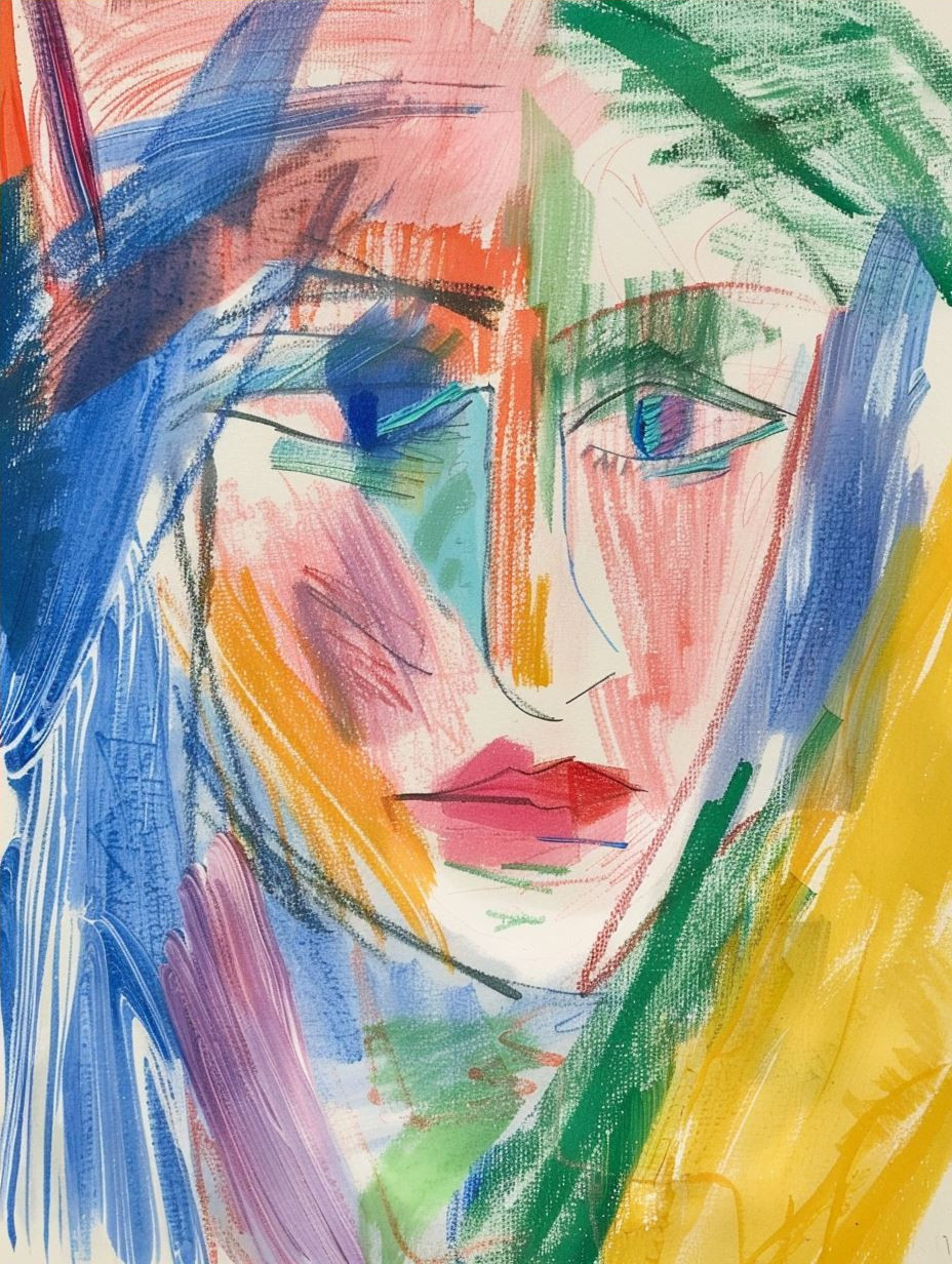 Vibrant Expressionist Pastel Portrait