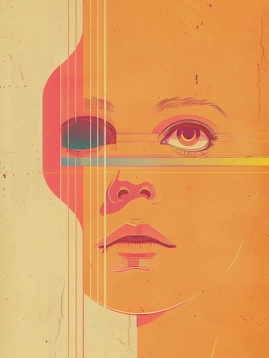 Ethereal Peach Geometric Portrait