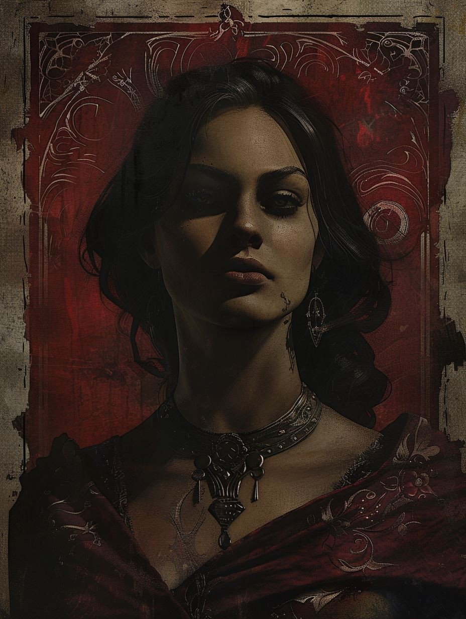 Crimson Gothic Noir Portrait - Image 1