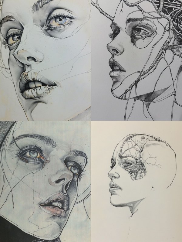 Intricate Stippled Portrait Study