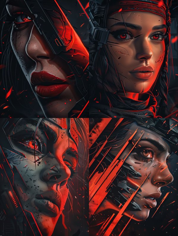 Neon Cybernetic Crimson Vision