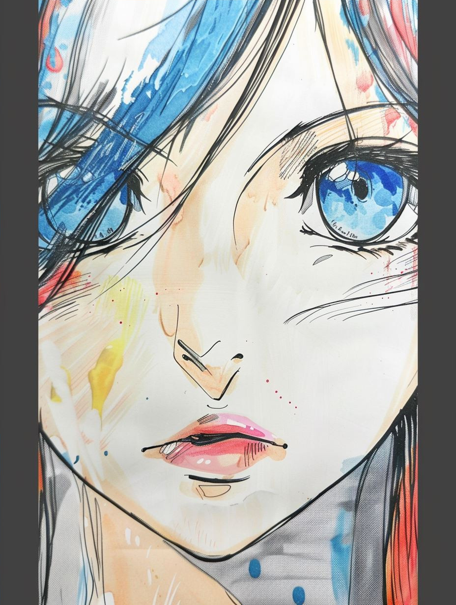 Melancholic Ink Anime Portrait