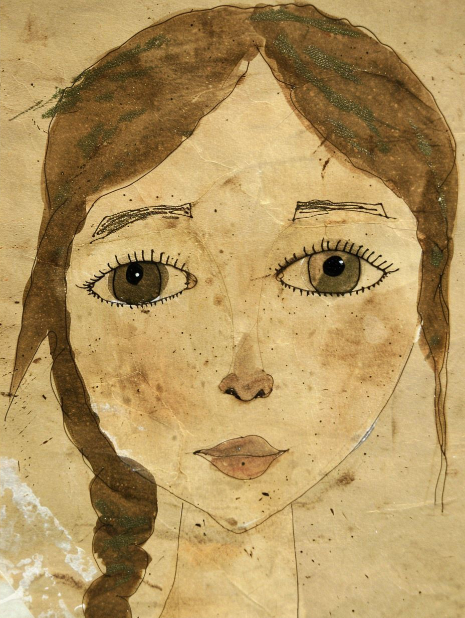 Rustic Ink Portrait on Parchment