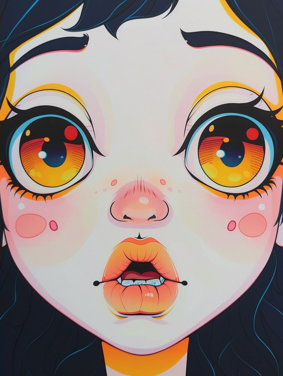 Vibrant Neon Anime Portrait