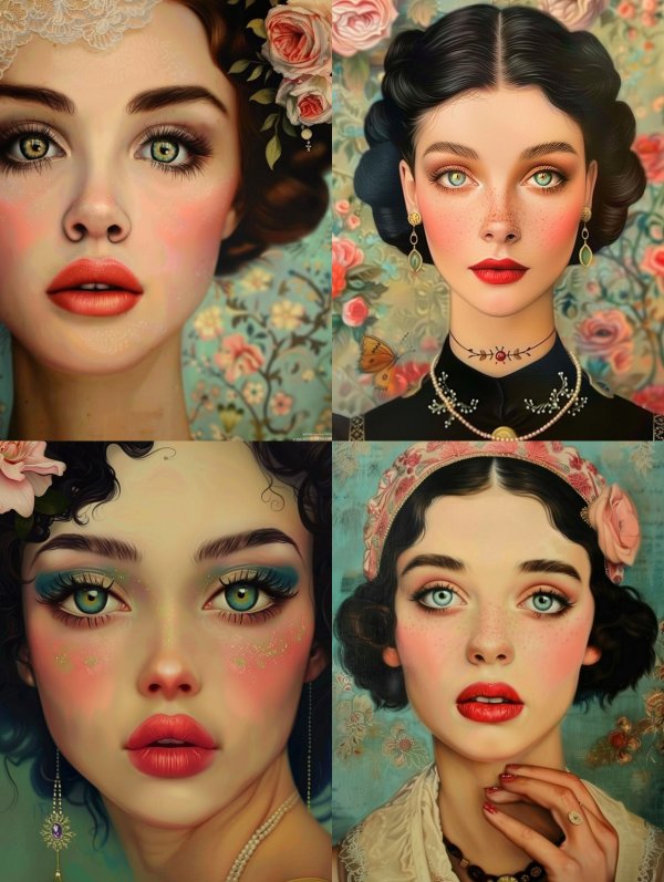 Vintage Floral Portraiture Elegance