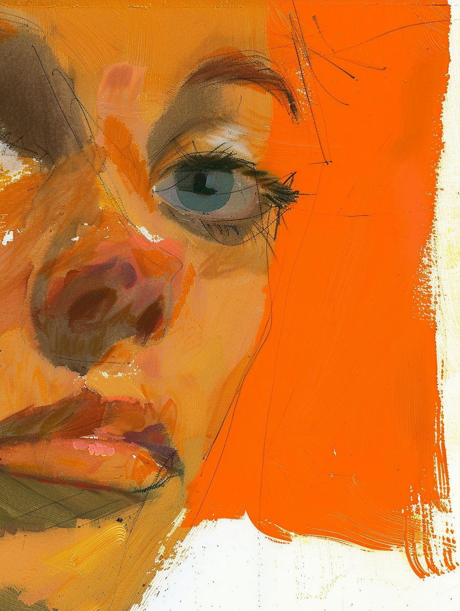 Abstract Fragmented Portrait in Orange